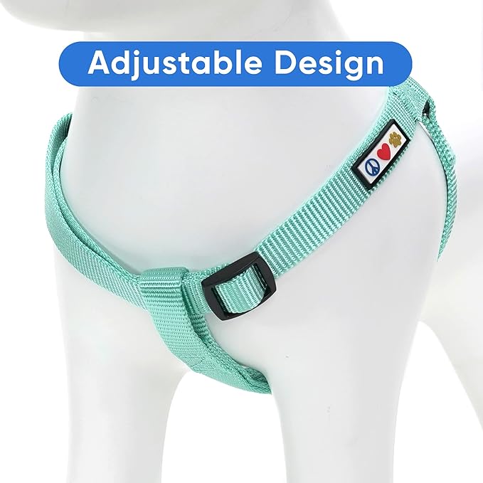 Pawtitas Solid Step-in Dog Harness – Adjustable No-Pull Vest for Puppies to Seniors, Safe & Comfortable L Teal