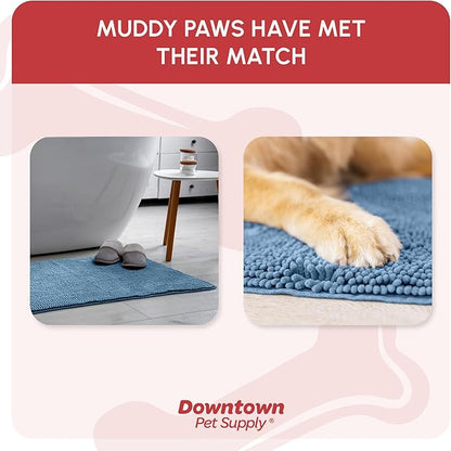 My Doggy Place Dog Mud Mat, 36" x 26" Faded Denim – Thick Microfiber Entry Rug for Snow, Mud & Salt – Absorbent, Quick-Dry, Washer-Safe & Non-Slip, Large