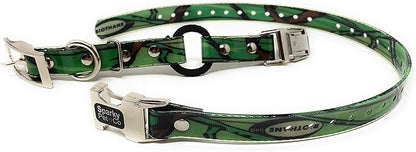 Sparky Pet Co -Zeus ECollar Replacement Strap - Bungee Loop Dog Collar - Waterproof Biothane - Adjustable - Double Buckle - Quick Snap Metal Clasp - for Invisible Fence Systems - 1"x 30" Green Camo