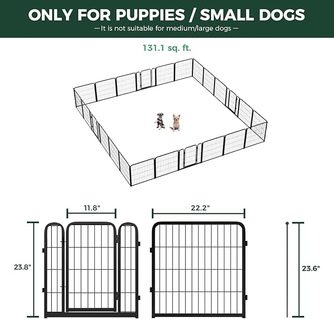 FXW Homeplus Unleashed Indoor Dog Playpen - Stress-Free and Safe Play, Heavy Duty 24 Inch 24 Panels Dog Pen for Puppy and Small Dogs, Black│Patented