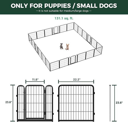 FXW Homeplus Unleashed Indoor Dog Playpen - Stress-Free and Safe Play, Heavy Duty 24 Inch 24 Panels Dog Pen for Puppy and Small Dogs, Black│Patented
