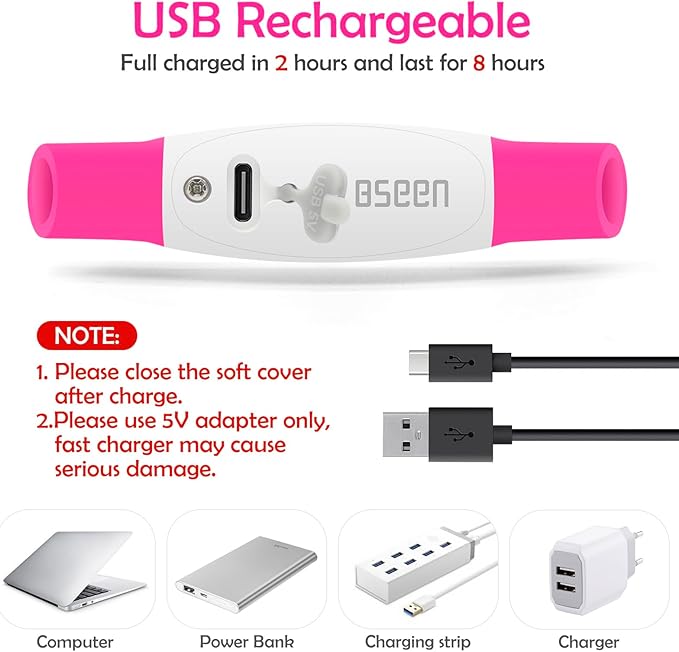 Led Dog Collar, BSEEN USB Rechargeable Flash Dog Necklace Light, Pet Safety Collar Makes Your Beloved Dogs Be Seen at Night for Small Medium Large Dogs(Pink)