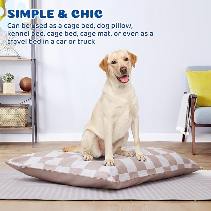 UWELL PETS Large Dog Bed with Removable Washable Cover for Large Dogs Deluxe Plush Dog Crate Beds Comfy Kennel Pad Waterproof Lining and Blue Gel Memory Foam Memory Foam（Brown 40.2 * 30 * 4in）