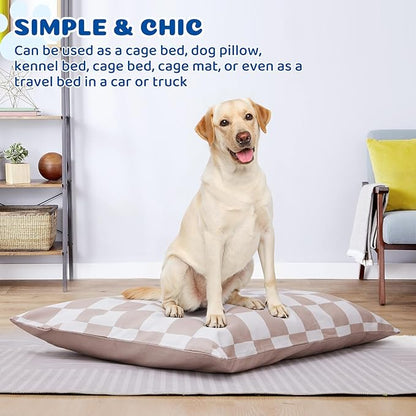 UWELL PETS Large Dog Bed with Removable Washable Cover for Large Dogs Deluxe Plush Dog Crate Beds Comfy Kennel Pad Waterproof Lining and Blue Gel Memory Foam Memory Foam（Brown 40.2 * 30 * 4in）