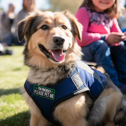 TACVEL 2 Pieces I'm Friendly Please Pet Me Dog Patches, Service Dog Patches with Hook Backing for Service Animal Vests, Harnesses