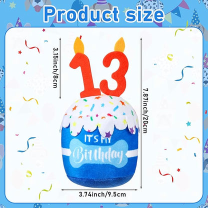 Dog Birthday Cake Toy Accessories for Girl Boy Gifts, Squeaky Plush Toy for Dog Birthday Party Decor Favor for Large, Medium and Small Dogs(13th,Blue)