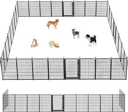 Jhsomdr Dog Playpen Outdoor, 40 inch 40 Panels Dog Fence with Extra Wide Gate No-Tripped Pet Playpen Rustproof Dog Pen Indoor Puppy Playpen for Temporary Containment Portable Pet Fence for RV Camping