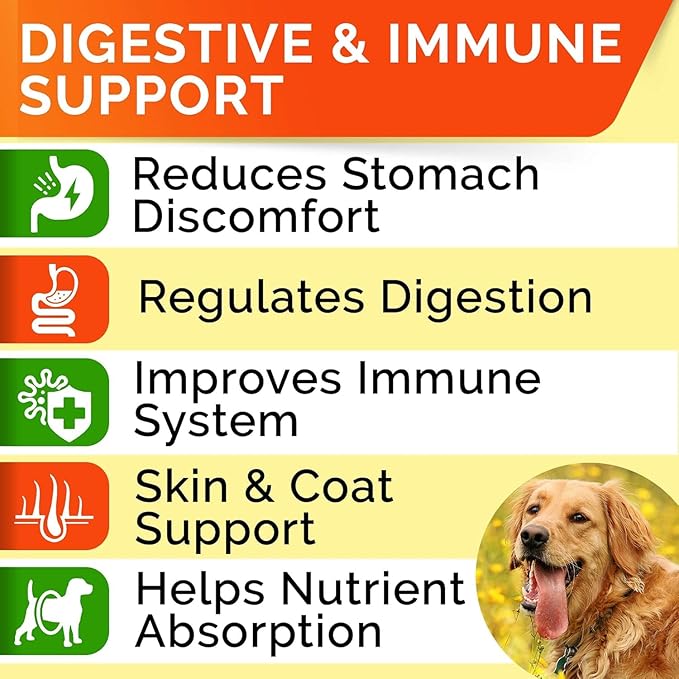 STRELLALAB Dog Probiotics Chews for Digestive Health & Gut Support with Yeast and Enzymes - Anti Gas, Diarrhea and Upset Stomach Immune Supplement - Digestion Treats with Fiber (240Ct, Chicken)