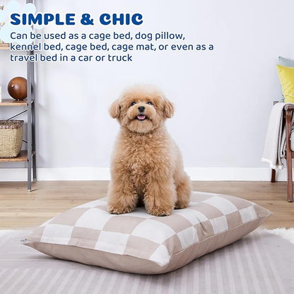 UWELL PETS Medium Dog Bed with Removable Washable Cover for Small Dogs Deluxe Plush Dog Crate Beds Comfy Kennel Pad Waterproof Lining and Blue Gel Memory Foam Memory Foam（Brown 30 * 20 * 4in）