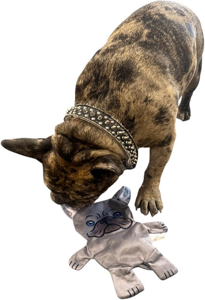 Piggy Poo and Crew French Bulldog Crinkle Squeaker Fetch Toys 2 Pack for Dogs Puppies Small Animals