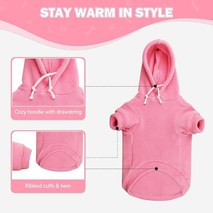 Dog Sweaters for Large Dogs,Dog Hoodie,Warm Fleece Sweatshirt with Hood & Pocket,Leash Hole,Cozy Cold Weather Pet Clothes Sweater Hoodie for Large Dogs(Pink,L)
