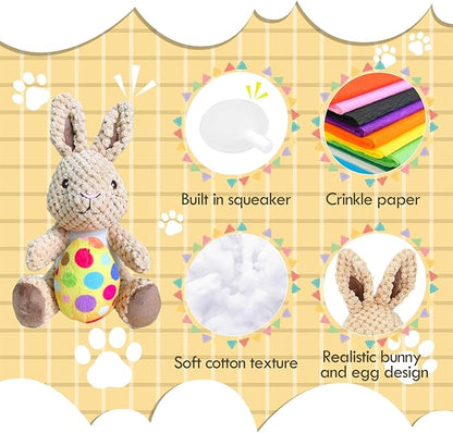 Easter Dog Toys,Easter Rabbit Bunny Egg Plush Squeaky Toys,Easter Rabbit Plush Squeaky Chew Toys for Small Dogs
