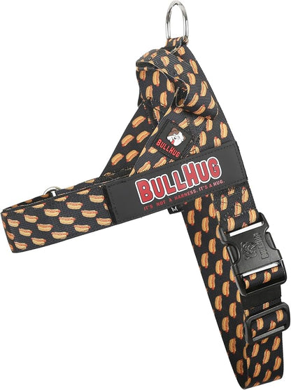 BULLHUG Adjustable Dog Harness– No Pull, No Choke – for English Bulldogs, French Bulldogs, Pugs & Broad-Chested Breeds – Easy, Safe Walks (Hot Doggy, Large)