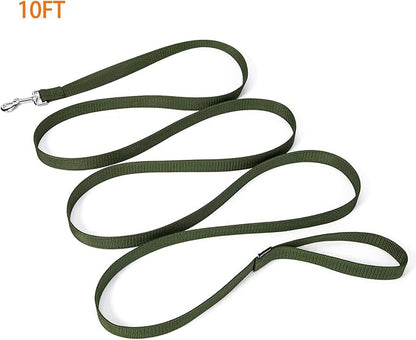 Siumouhoi Strong Durable 10ft Nylon Dog Training Leash, 1 Inch Wide Traction Rope, for Small and Medium Dog (Military Green, 10 Feet)