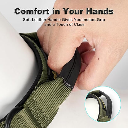 Plutus Pet Tactical Dog Collar with Tracker Pocket for AirTag, Adjustable Reflective Nylon Collar, Metal Buckle, Leather-Wrapped Handle, Soft Padded for Medium Large Dogs (Ranger Green, M)
