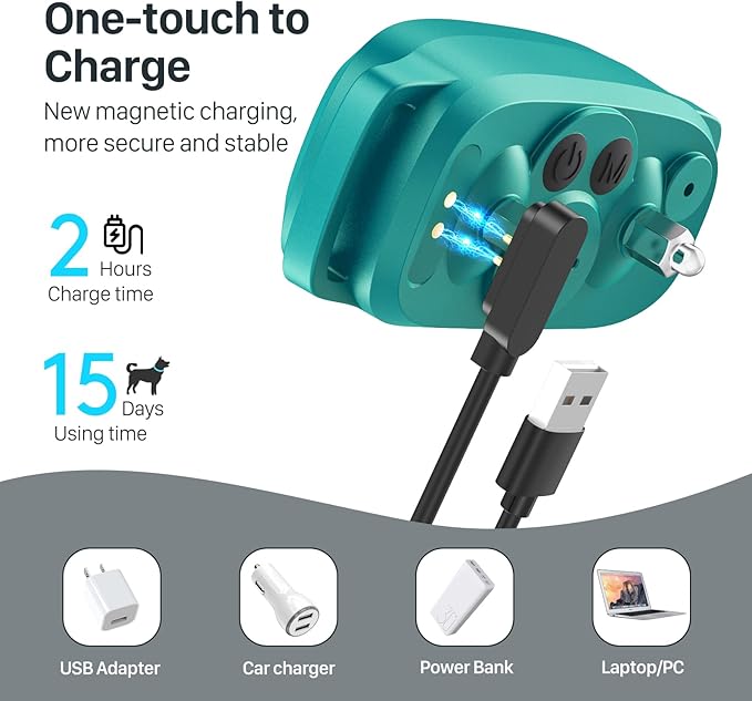 FAFAFROG Dog Bark Collar for Large Medium Small Dogs, Rechargeable Smart Bark Collar, Anti Barking Training Collar with 5 Adjustable Sensitivity Beep Vibration (Teal)