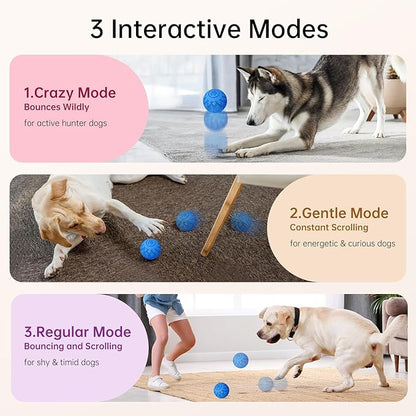 Interactive Dog Toys Dog Ball, Durable Motion Pet Toys for/Small/Medium/Large Dogs, Christmas Birthday Gifts, Automatic Moving, Bouncing and Rotating, E-TPU Material, IP54 Waterproof (Blue)