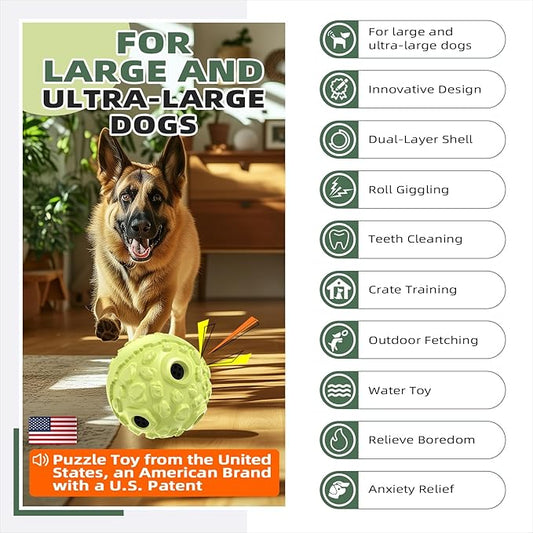 KADTC Extra-Large Size Durable Dog Giggle Ball U.S. Patent & Brand & Design for Large Aggressive Chewers Breed Dogs Wobble Giggling Toy Interactive Play for Indoor Outdoor
