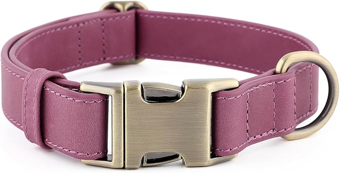 Plutus Pet Genuine Leather Dog Collar – Adjustable Pet Collar with Quick Release Metal Buckle, Soft Real Leather for Small Medium Large Dogs, Heavy Duty & Skin-Friendly (Purple, S)