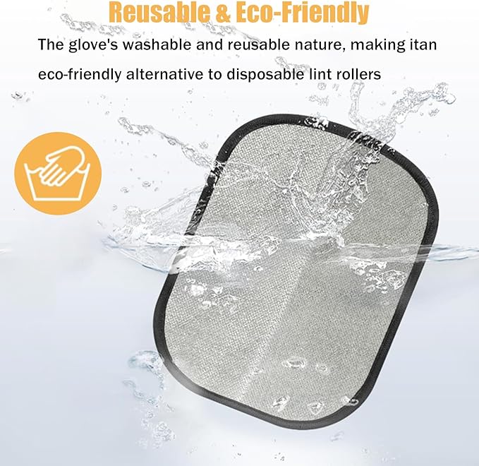 Pet Hair Remover Gloves for Furniture & Car - Electrostatic Deshedding Mitt for Cats/Dogs, Reusable Washable on Sofa, Clothes, Carpet (2pcs-Black)