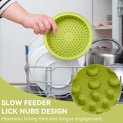 Dog Lick Bowl, Animire Freeze Lick Mat for Dogs, Non-Slip Slow Feeder Licking Bowl Enrichment Treat for Distraction Anxiety Relief, Food Grade Silicone, Dishwasher Safe(Green,XL)