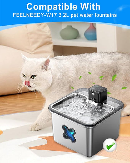 MyfatBOSS 8 + 8 Pack Cat Water Fountain Filter Replacement Compatible with FEELNEEDY Cat Water Fountain FN-W17 3.2L/ 108oz, Cat Fountain Filter, Pet Water Fountain Filters, Filters and Sponges