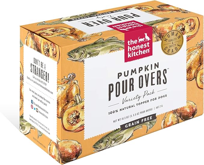 The Honest Kitchen Human Grade Pumpkin POUR OVERS Wet Toppers for Dogs (3 Pack), 5.5 oz - Variety