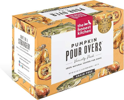 The Honest Kitchen Human Grade Pumpkin POUR OVERS Wet Toppers for Dogs (3 Pack), 5.5 oz - Variety
