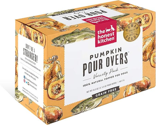 The Honest Kitchen Human Grade Pumpkin POUR OVERS Wet Toppers for Dogs (3 Pack), 5.5 oz - Variety