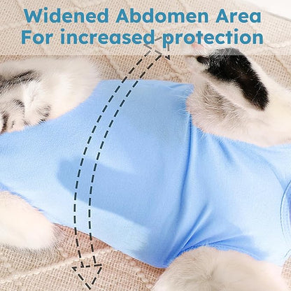 Hpetppy Cat Surgery Recovery Suit, Recovery Suit for Female Male Cats, Cat Onesie After Surgery Spay Neuter, Anti-Licking Kitten Surgical Clothes, Bodysuit for Abdominal Wounds Skin Disease Blue M