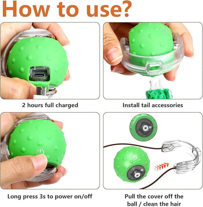 Giociv Interactive Cat Toys for Bored Cats, with Chirping, Centipede Motion Wake-up Super Motor Cat Ball on Rug