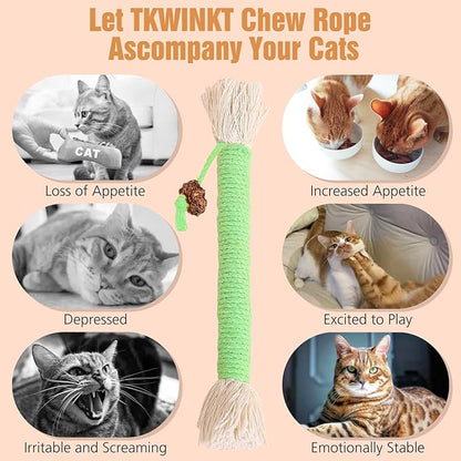 TKWINKT 5 PCS Cat Chew Toy, 5.9in Catnip Toys for Cats, Teeth Cleaning Cat Toys for Indoor Kittens