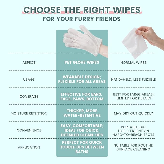 IMMHABI 100 PCS Pet Glove Wipes for Paws and Butt Large Puppy Wipes for Dogs Face and Body Dog Wipes Cleaning Deodorizing Cat Wipes Cleaning Fur and Butt Doggie Wipes Doggy Wipes Bum Dog Ear Wipes