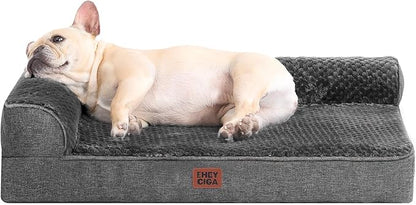 EHEYCIGA Orthopedic Dog Bed Medium Size Dogs, Memory Foam Dog Bed with Washable Removable Cover, Waterproof Pet Sofa Couch for Crate with Nonskid Bottom, 30x20x6, Dark Grey