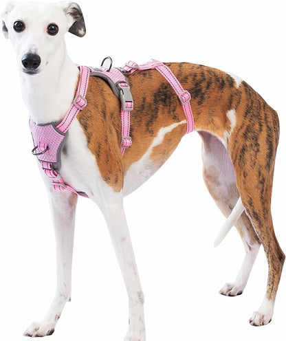 Huntboo Escape Proof Dog Harness – No Pull, No Slip, Fully Reflective, Adjustable 7-Point Design for Small, Medium, and Large Dogs – Lightweight for Outdoor Training & Hiking (Pink, S)
