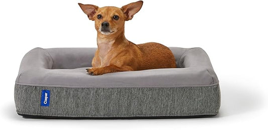 Casper Dog Bed, Plush Memory Foam, Small, Gray, 26.0"L x 19.0"W x 6.0"Th