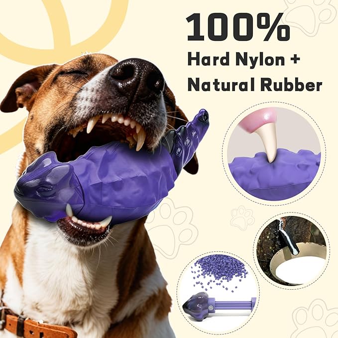 ZeLing HTL Dog Chew Toys for Aggressive Chewers, Indestructible Lizard Shape Tough Dog Toy with Natural Scents, Durable Chew Bones to Keep Large Dogs Busy, for Super Chewers 20-80Lbs - Peanuts