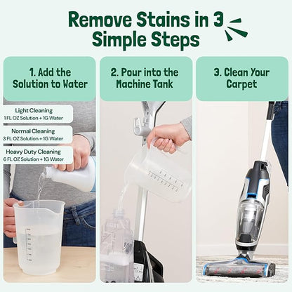 Sunny & Honey Carpet Shampoo & Cleaning Solution - USA Made Carpet Cleaner Machine Solution - Rug & Upholstery Cleaner - Stain Remover & Odor Deodorizer (32 fl oz Spring Mint Scent)