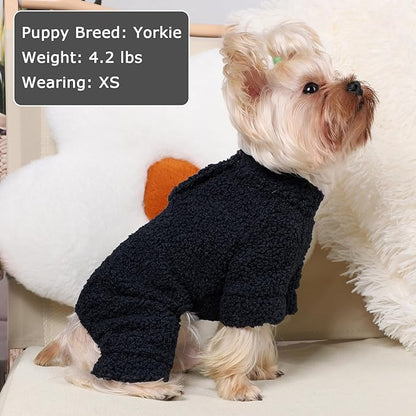 Dog Sweaters for Small Dogs Winter Dog Pajamas Sized Dogs Boy Girl Fleece Pet Clothes Puppy Outfit 4 Legs Jumpsuits for Chihuahua Yorkie Cat Apparel, Blue, M