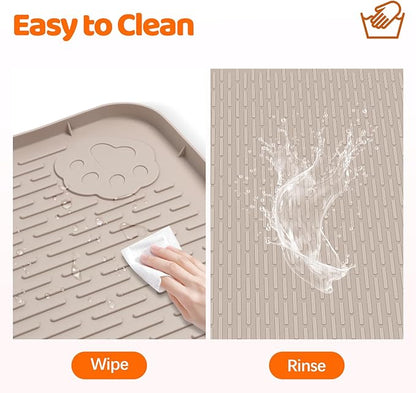 Pee Pads for Dogs, 50" x 35" Extra Large Reusable Silicone Mat, Washable Puppy Training Pads for Potty Training, Non-Slip, Leak-Proof, Indoor Floor Protection (Khaki)