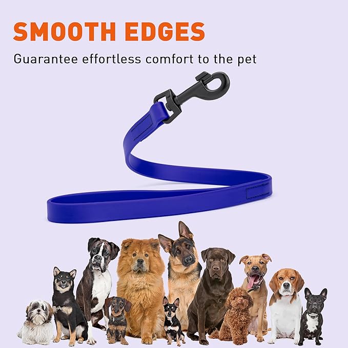 Dogline Biothane Waterproof Dog Leash Strong Coated Nylon Webbing with Black Hardware Odor-Proof Easy to Clean High Performance for Small or Large Dogs Made in USA 2 ft Lead, Blueberry Royal