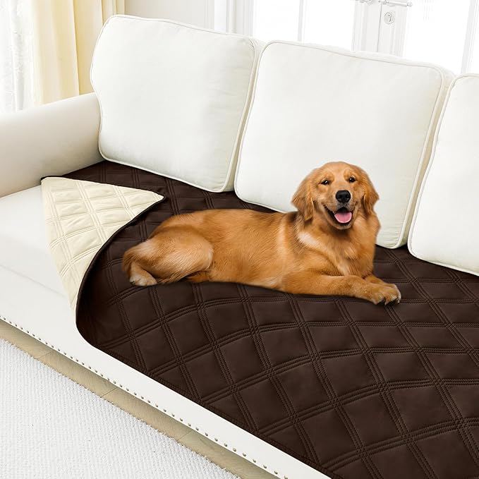 Smiry Waterproof Dog Bed Cover Blanket 40x80, Soft Reversible Pet Blanket, Washable Leakproof Cats Dogs Couch Cover for Sofa, Couch, Furniture, Lattice, Chocolate/Beige