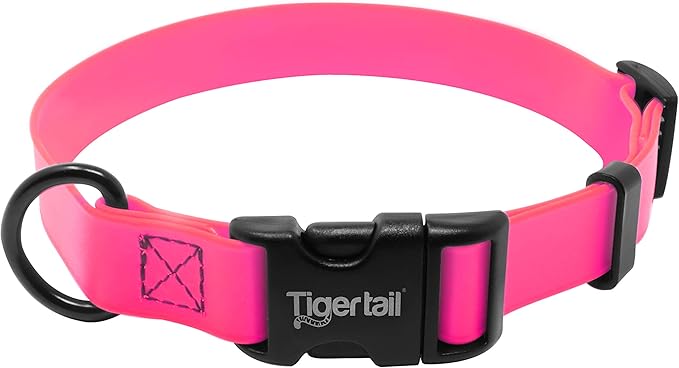 Tiger Tail X Small Pink Dog Collar | Waterproof and Odor-Proof for Active Pets | Durable, Anti-Mat, and Lightweight Design | Made with Premium Coated Nylon | Suitable for Extra Small Breed Dogs