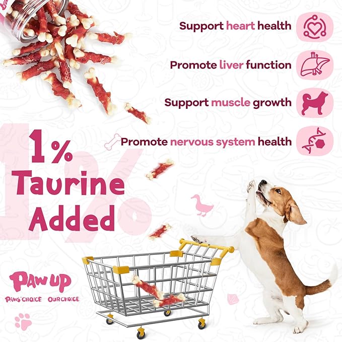 PAWUP Duck Dog Treats, Calcium Bones Chews, Rawhide Free, Natural Snacks for Samll Dog w/Taurine,12.5 oz