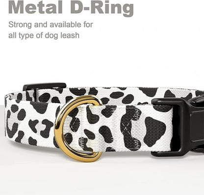 Rnivvi Dog Collar for Small Dogs, Cute Leopard Heavy Duty Adjustable Puppy Collar with Quick Release Buckle for Boy Girl & Female, Pet Accessories for Walking Running, XS Length 5/8" Width, White