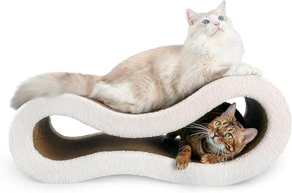Pet JoJo Cloud Lounge Cat Scratching Pad, Reversible Scratch Board with Natural Curves for Freestyle Scratching & Ergonomic Support, Extra Wide Cat Bed for Large Cats, Premium Cardboard & Cozy Fabric