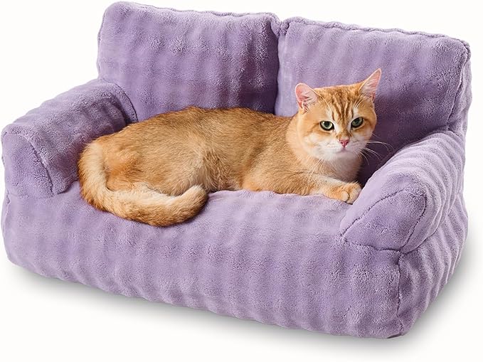 Yaning Cat Couch Bed, Cute Soft Pet Sofa for Indoor Cats Kittens Puppies with Removable Washable Cover, 26"x15", Dusty Purple