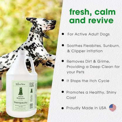 Shiny Paw Dog Shampoo Itchy Skin Relief | Hypoallergenic Dog Wash | Eucalyptus, Chamomile & Aloe Vera | Dog Shampoo Sensitive Skin & Smelly Dogs | (1 Gallon, Eucalyptus, Chamomile & Aloe Vera)