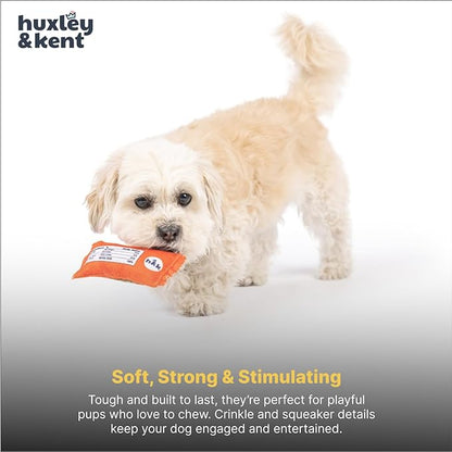 Huxley & Kent Funny Dog Toy w/Squeaker – Power Plush Squeaky Dog Toys for Small Dogs – Durable Small Stuffed Animal for Indoor Play & Fetch - Tiny Tuff Roscos