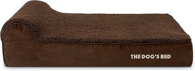 The Dog’s Bed Orthopedic Headrest Dog Bed Large Brown Plush, Memory Foam, Pain Relief for Arthritis, Hip & Elbow Dysplasia, Post Surgery, Lameness, Waterproof Washable Cover, Veterinary Approved